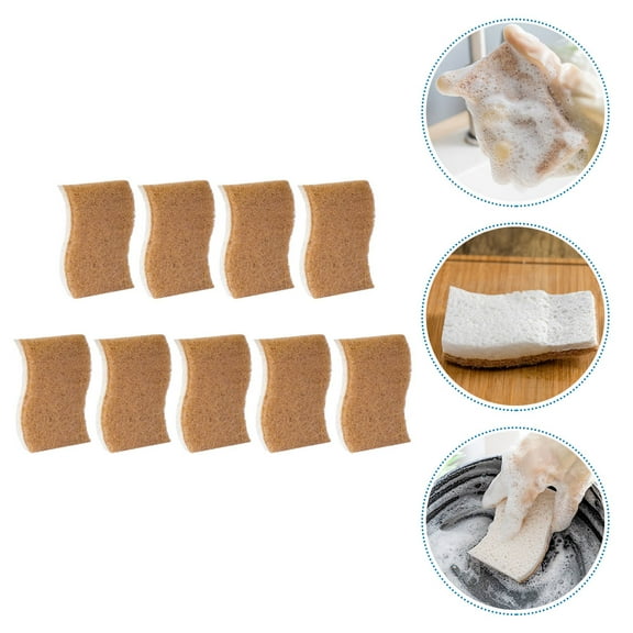 WHAMVOX Daily Use Wok Sponges Khaki 9Pcs 4.3X2.8X0.8In