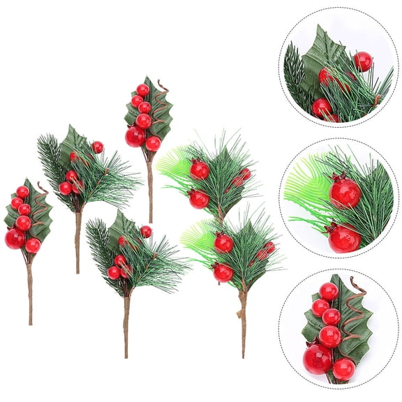 KHBUAB 9-Piece Red Berry Branches Set, Realistic Decorative Faux Berry Stems for Floral Arrangements and Home Décor