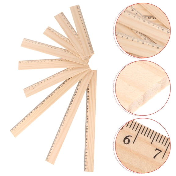 FESTFENDS Ruler Wooden Khaki 9Pcs 5.9X1.2X0.08in