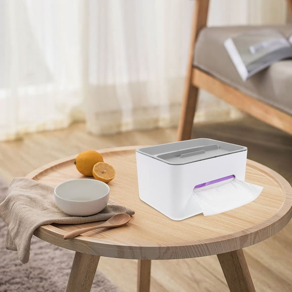 WHAMVOX ABS Tissue Box for Home Use with Phone Storage and Non Skid Design Beige 7x4x3 inches