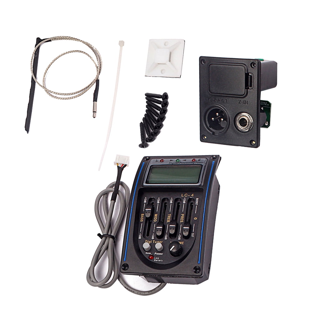 ROMANSENTIAL Black 4 Bands Eq Pickup for Guitar with Volume Bass Treble Presence Control Knobs