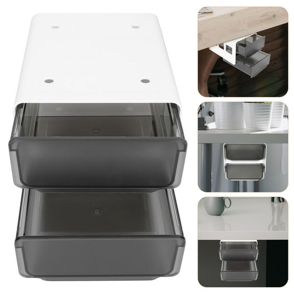 WHAMVOX Adhesive Drawer Storage Box Simple Design Storage Office 20x17cm Black