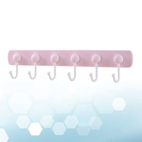WHAMVOX Adhesive Hooks for Hanging Wall Mount PP Material Pink Color 6Hooks Design Powerful Adhesion 2.5x1.8 Inches