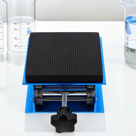 WHAMVOX Adjustable Lab Jack Stand With Shock Absorbing Sponge 15x15cm Aluminum Lifting Platform 10kg Static Load Anti-Slip Design For Laboratory Equipment Woodworking Use