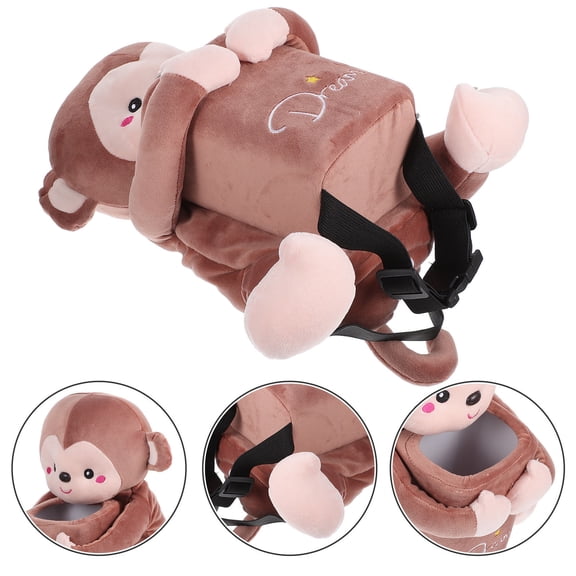 WHAMVOX Adorable Car Tissue Holder Plush Monkey Shaped Napkin Organizer Multi-use Car Tissue Dispenser