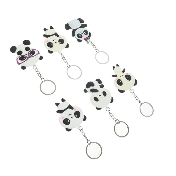 WHAMVOX Panda Pendant Keychain Assorted Color Perfect for Bag Backpack 6Pcs
