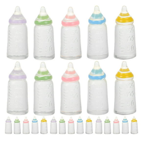 WHAMVOX Adorable Resin Mini Baby Bottles for Furnishing with Assorted Colors and Realistic Appearance 2.5 inches
