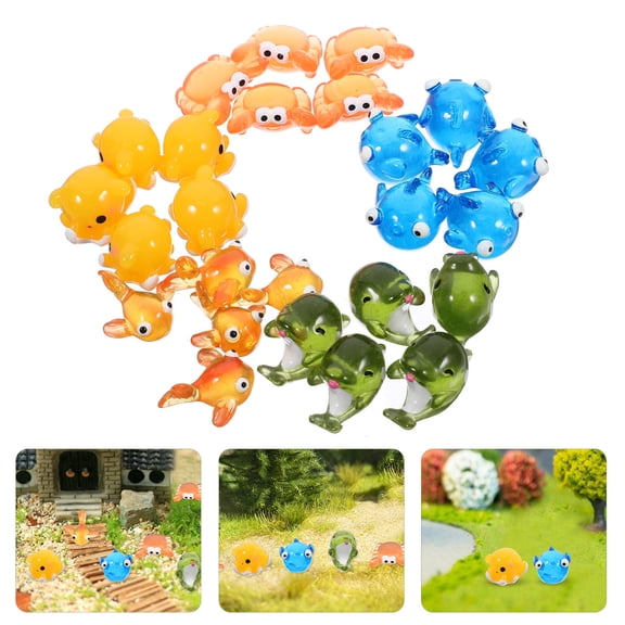 WHAMVOX Adorable Resin Ocean Animal Figurines for Decoration Assorted Color 25pcs Small Size