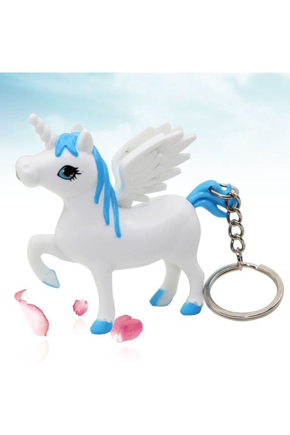 Adorable Unicorn Key Chain with LED Blue Metal for Decoration 1 Piece