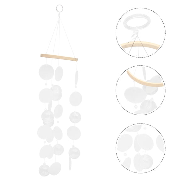 WHAMVOX Adorable White Shell Wind Chime for Balcony and Home Decor, Hanging Ornament for Garden, 36 Inches