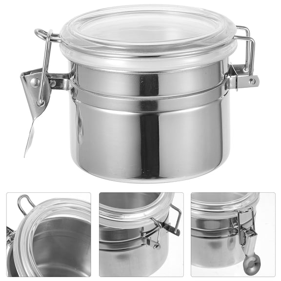 COMPUKAS Food Storage Jar Stainless Steel Airtight Lid Kitchen Owners 1Set 4.13X4.13X3.42in