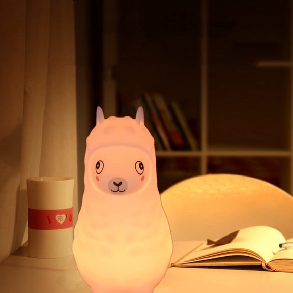 WHAMVOX Alpaca Night Light Small LED Lights Bedroom for Kids Remote Control 8.7X9.7X14.2cm