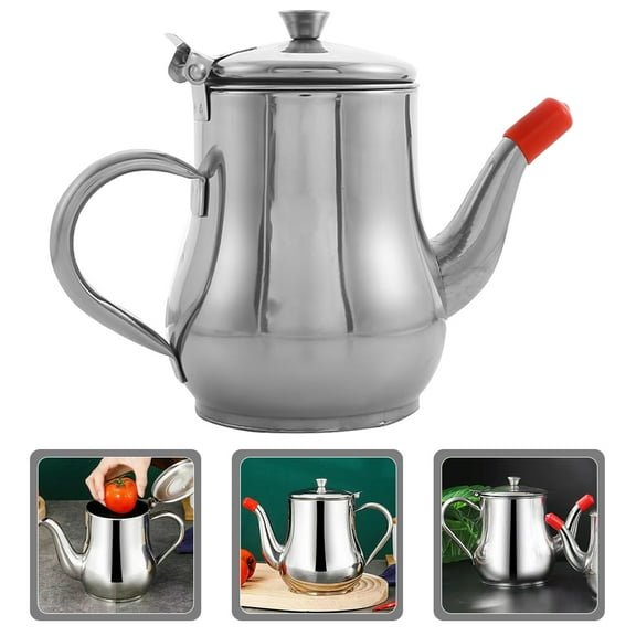 WHAMVOX  Anti-spill Oil Pot Kitchen Canister Filter Bacon Silver Stainless Steel 11.80X8.40X8.00CM