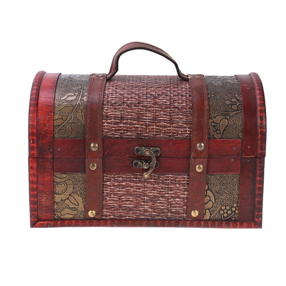 WHAMVOX Antique Treasure Chest with Hollow Patterns for Storage Multi Color Wooden Boxes with Buckles 8.6x5.5x4.7 Inches