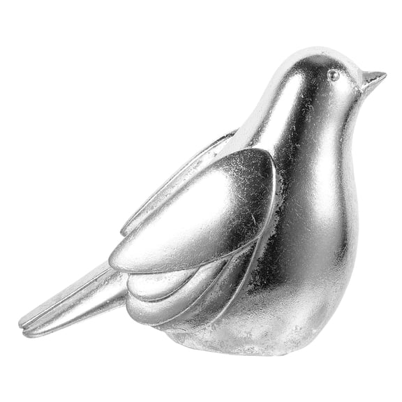 SEWCHICS Resin Bird Ornaments Silver 1Pcs For Wedding Decoration And Garden Display