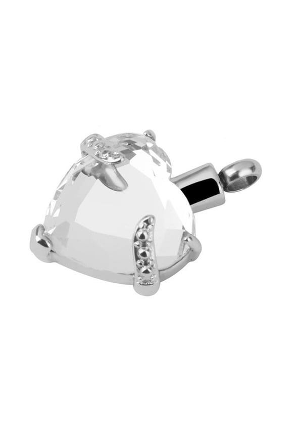 Heart-Shaped Crystal Ash Memorial Pendant Necklace, Stainless Steel Keepsake Jewelry for Loved