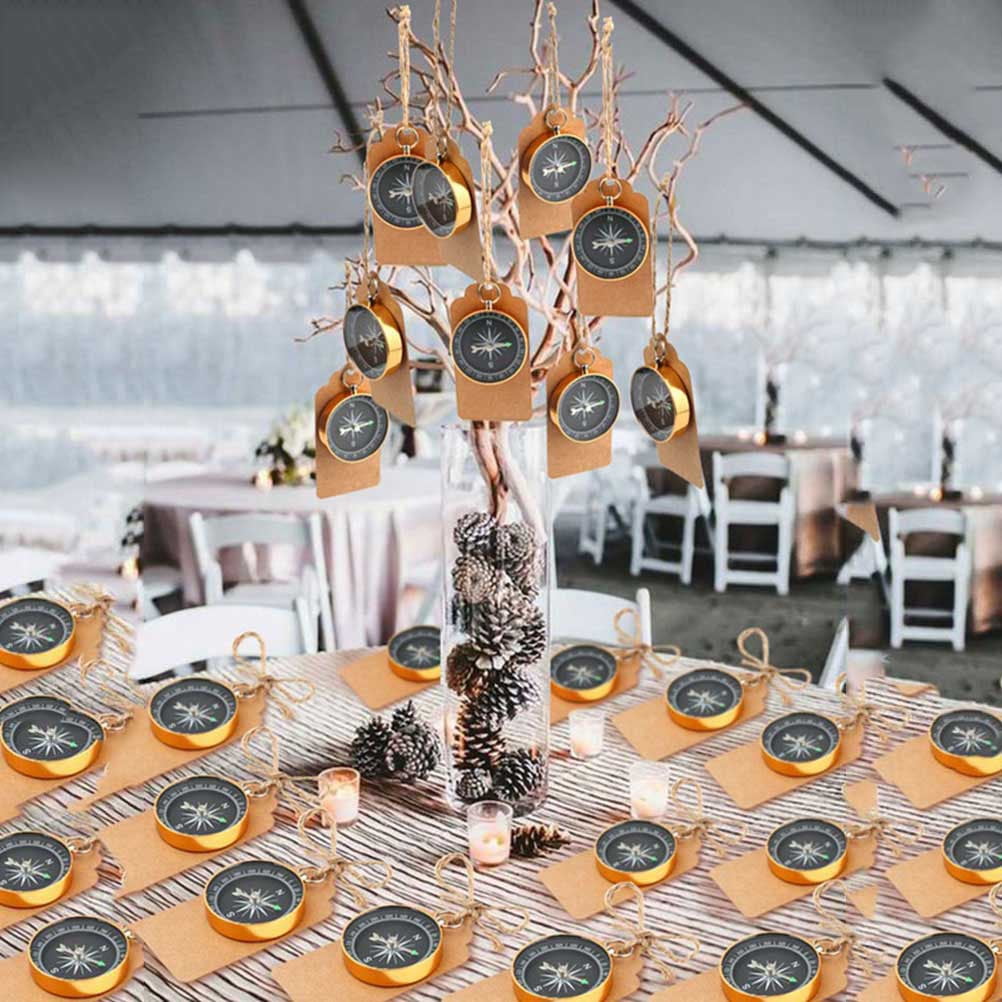 WHAMVOX Assorted Color Aluminium Alloy Compass Pendant Mini Portable Decoration for Wedding Party 12Pcs