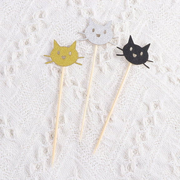 WHAMVOX Assorted Color Cat Cake Toppers for Decoration with Paper Material Perfect for Wedding Birthday and Festival 36 Pcs