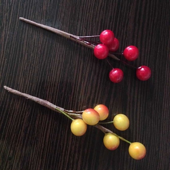 HOOWIFFY Artificial Berry Twig Foam Iron 10Pcs Diy Home Decorative Accessories Red