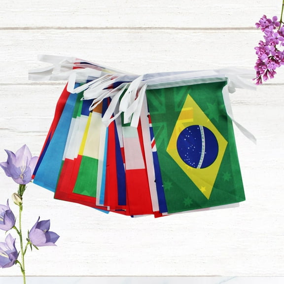 WHAMVOX Assorted Color National Flag Banner for Decoration Durable Polyester Material 50 Countries in 1 Extra Long Banner