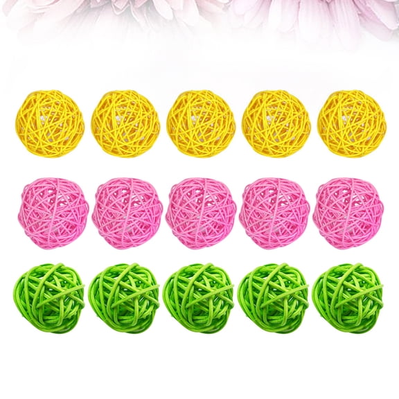 FESTFENDS Rattan Balls Decorative Wicker Rattan Ball Pink Vine Material Home Decor 15Pcs 2In