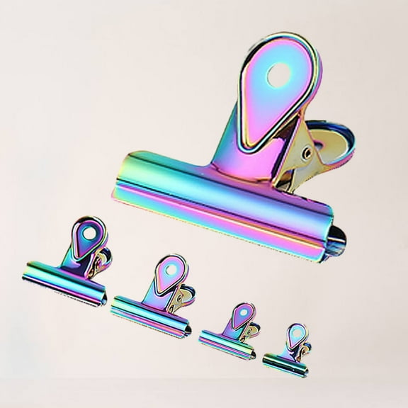 WHAMVOX Assorted Color Stainless Steel Hinge Clips for Collecting Paper Strong Clips Set of 5 Size 65mm 50mm 40mm 30mm 20mm