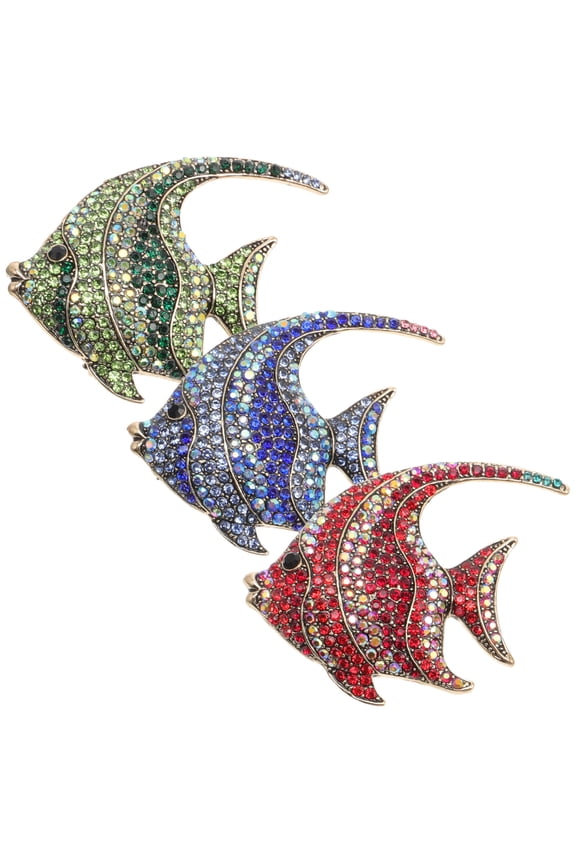 Assorted Color Tropical Fish Brooch Pin for Decoration Creative Alloy Breastpin Size 3pcs