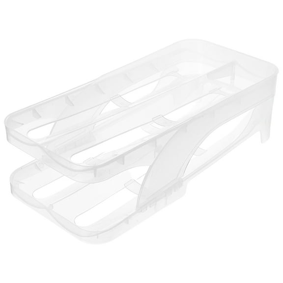 WHAMVOX Automatic Rolling Egg Dispenser For Refrigerator Kitchen Counter Double-Layer Rolling Organizer Plastic Egg Holder Fridge Storage Box