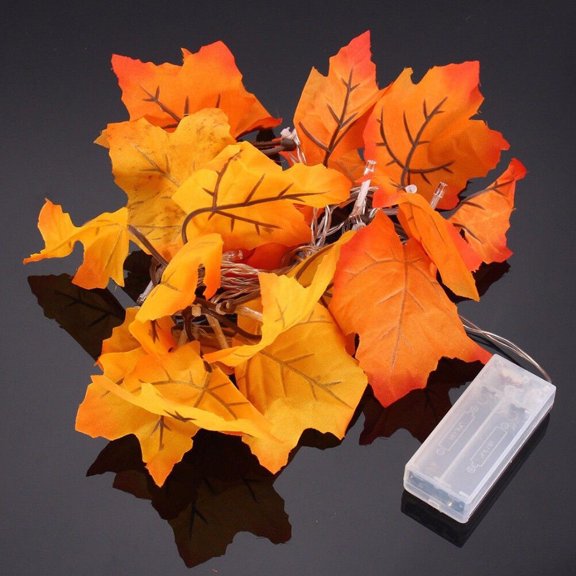 WHAMVOX Autumn Leaf String Lights with Copper Wire for Decoration Assorted Color 10 LED Maple Leaves