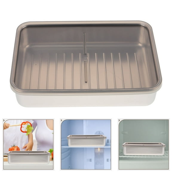 WHAMVOX Bacon Containers with Lids Keep Man 20.00X14.50X4.50CM Silver