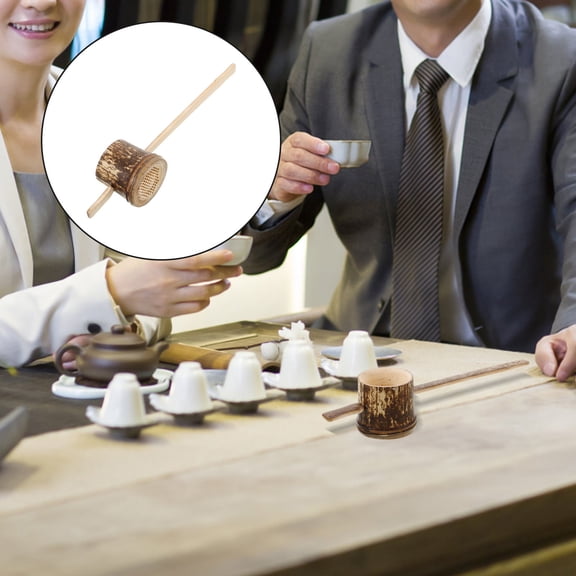 WHAMVOX Bamboo Tea Infuser with Handle for Loose Leaf Tea Practical Tea Strainer for Home Use 7.5 inches