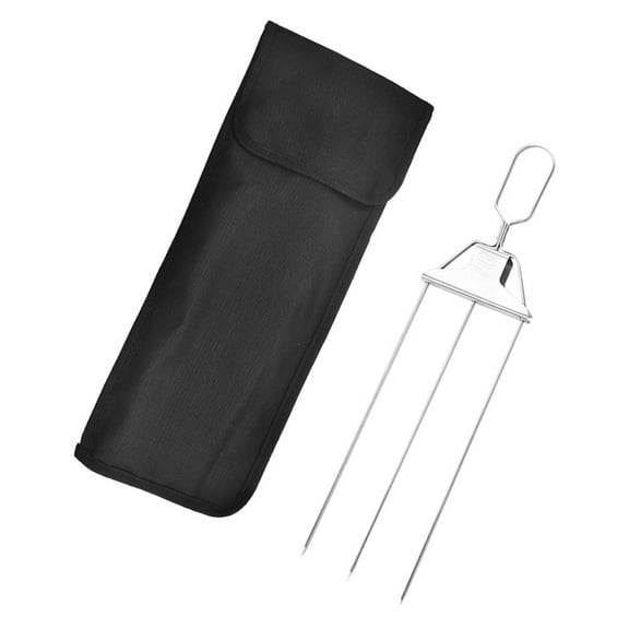 WHAMVOX Barbecue Fork Brush Skewers Stainless Steel Three-Prong BBQ Kebabs