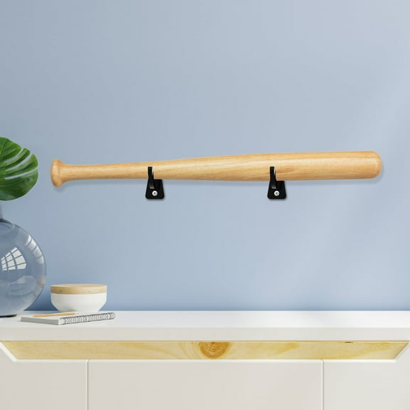 WHAMVOX Baseball Bat Display Holder Wall Mount Rack in Black Acrylic for Elegant Space Saving Organization 1 Pair Horizontal