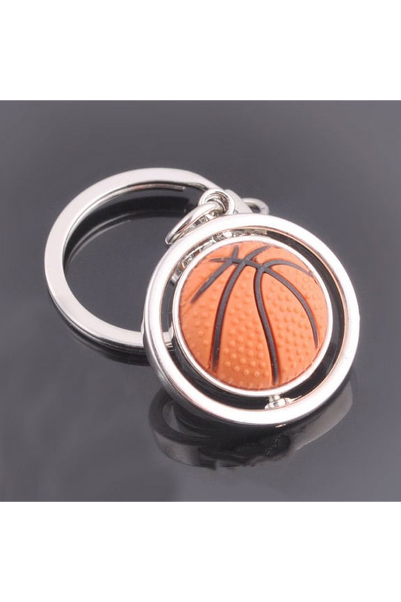 Basketball Metal Key Ring 3D Sports Keychain Rotating Ball Key Chain Birthday Gift
