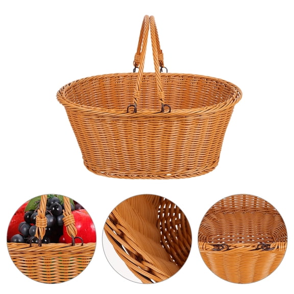 KHBUAB Brown Plastic Fruit Basket 1Pc Multifunctional Kitchen Storage Organizer for Home and Office