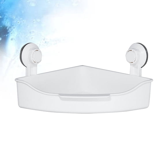 ROMANSENTIAL Wall Mounted Punch Free Bathroom Shelf White Plastic Storage Rack for Bathroom Organization