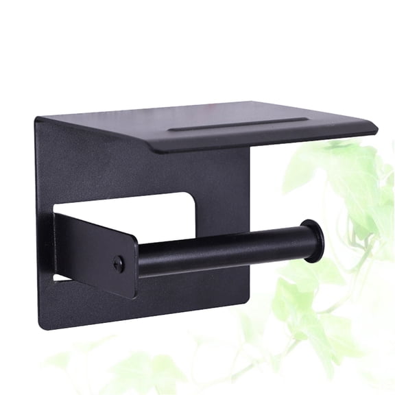 WHAMVOX Bathroom Storage Rack with Paper Holder Aluminum Alloy Black Wall Mount Tissue Holder for Family 7.87 Inches