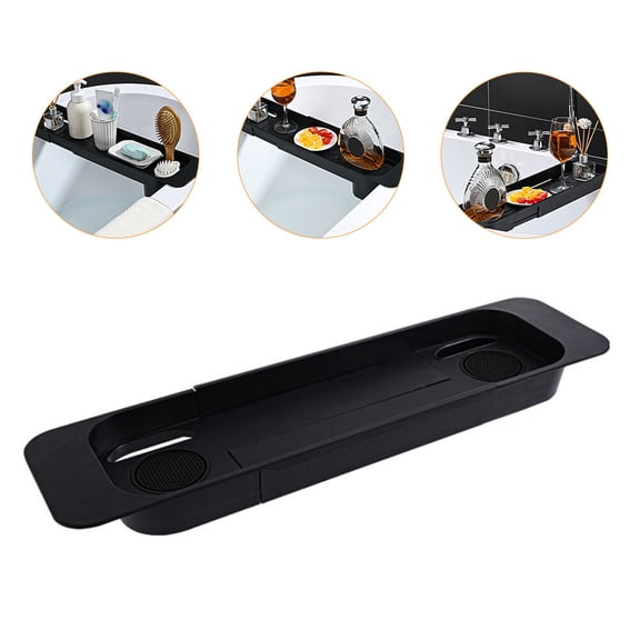 WHAMVOX  Bathtub Rack Organizer Accessories Serving Storage Shelving Tray Black