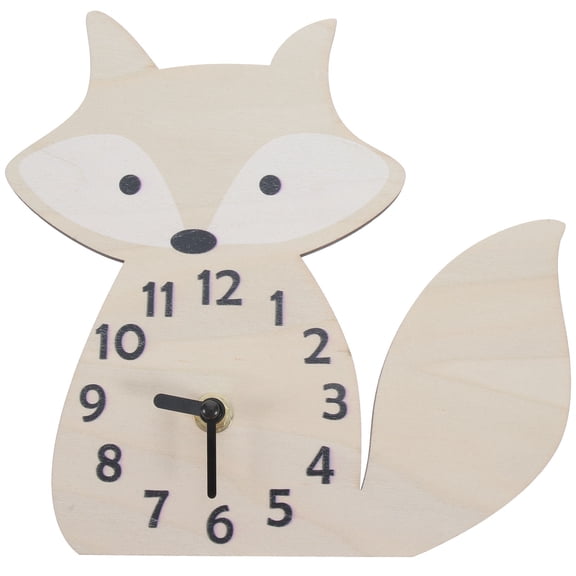 WHAMVOX Battery Operated Wooden Home Wall Clock with Fox Theme, Quiet for Bedroom, Khaki