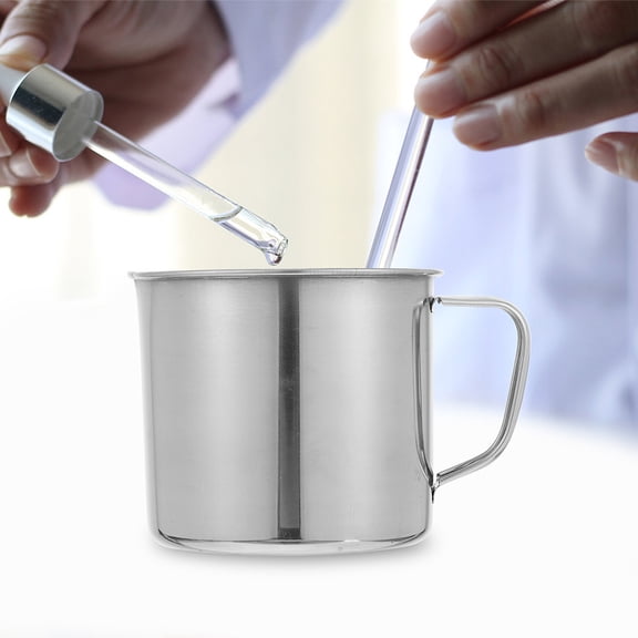 WHAMVOX  Beaker Mug with Handle Large Beakers Measuring for Coffee Cup Travel Work Silver