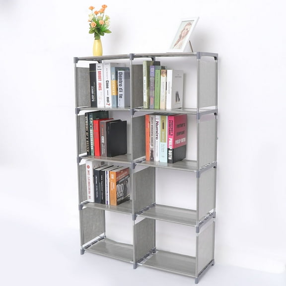 WHAMVOX Grey Wall Bookshelf Storage Rack for Library, Student Room, Home Office, Shelves for Books and Decor