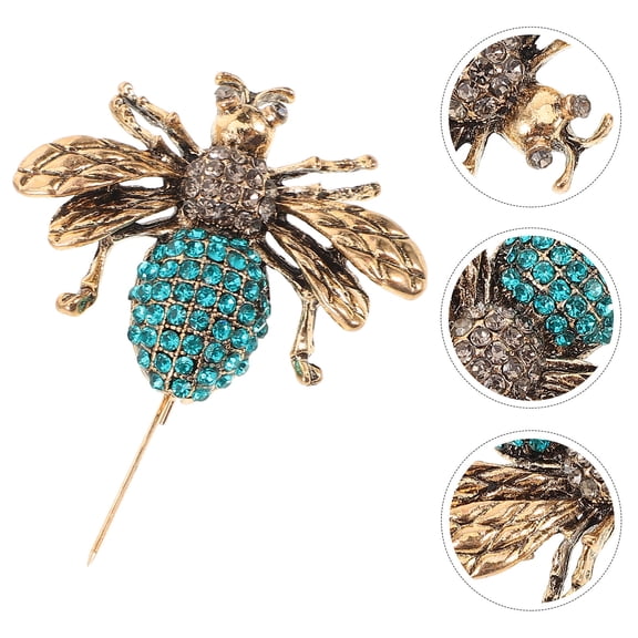 WHAMVOX Bee Lapel Pin Vintage Clothing Brooch Bee Molding Brooch Rhinestone Inlaid Brooch