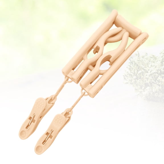 WHAMVOX Beige Folding Clothes Hangers with Clips, Portable Nonslip Design, Lightweight and Space-Saving for Home Use