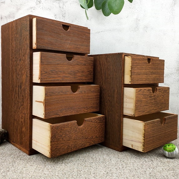WHAMVOX Brown Bin Storage Containers with Drawers, Office Organizer ...