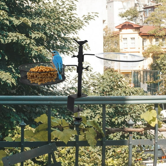 WHAMVOX Bird Feeder Pole for Birdbath Bowl Deck Rail Bird Feeder Railing Mounted Bird Bath Deck Bird Feeder Holder for Balcony
