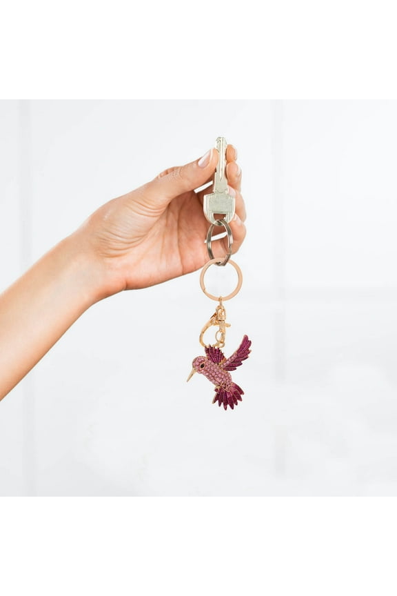 Pink Bird Keychain Rhinestone Charm for Bags and Keys