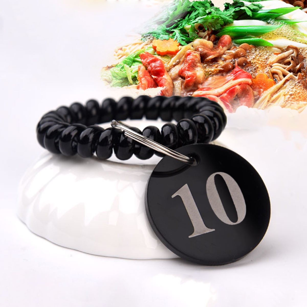 ROMANSENTIAL Engraved Number Tags Number Tag Rings Black Acrylic 100Pcs for Supermarket Use
