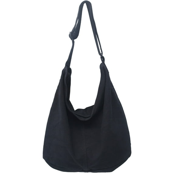 ROMANSENTIAL Ladies Shoulder Handbags Black Canvas Women 1Pcs 20.04X14.15X7.07in