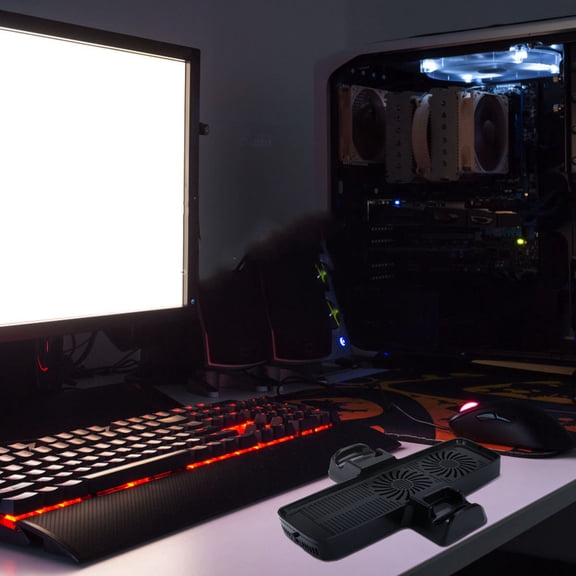 WHAMVOX Black Cooling Base with Temperature Control for Game Machine Compatible with Xbox360 ABS Material