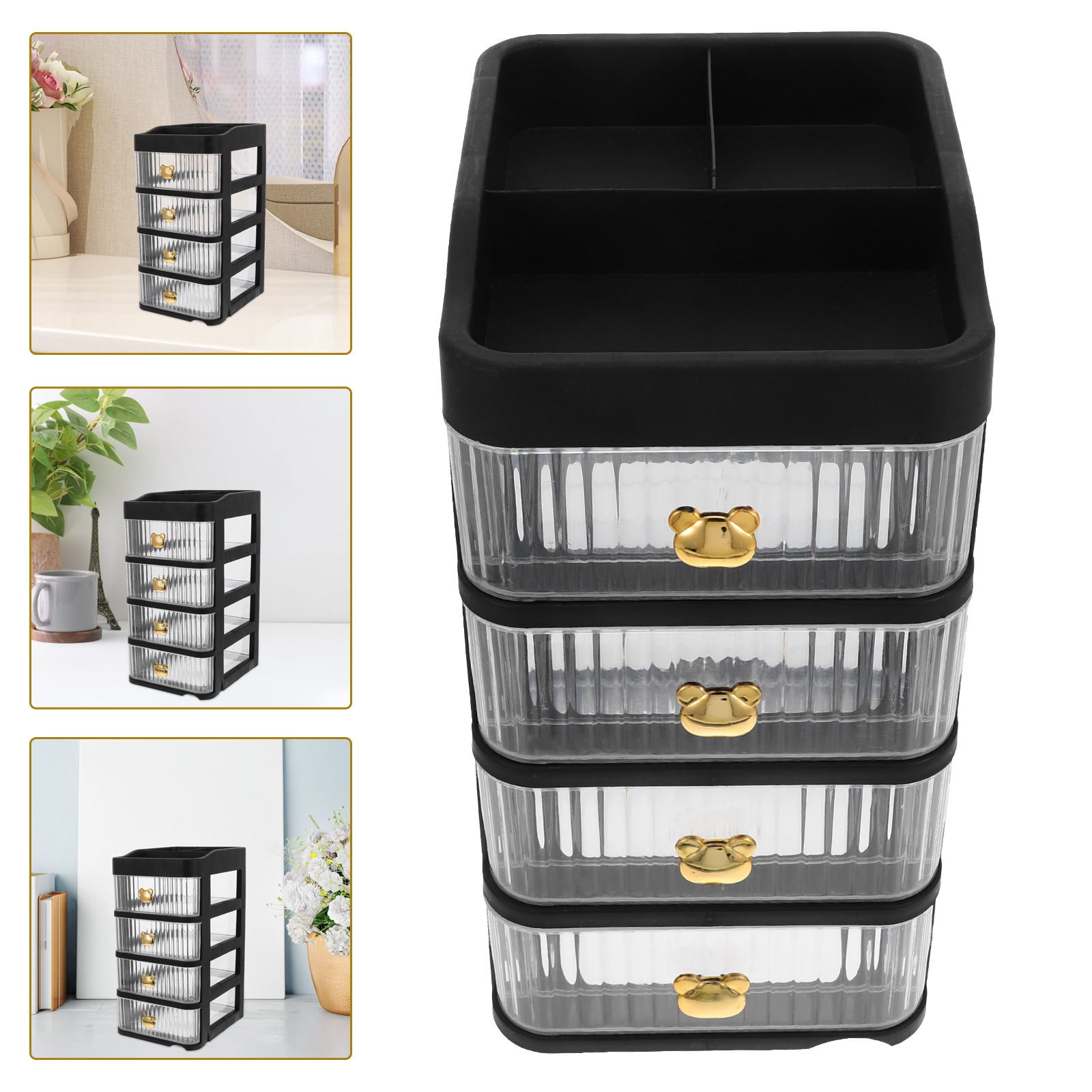 WHAMVOX Black Desktop Drawer Organizer for Storage Sturdy PP Material Keeps Items Organized 7.8 x 4.3 x 3.1